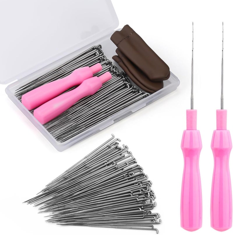 QMNNMA Needle Felting Needles, 100Pcs Wool Felting Needles, Needle Felting Tools Set with 2 Single Wooden Handle Storage Box Fingercots for Wool Projects(M) - Image 1